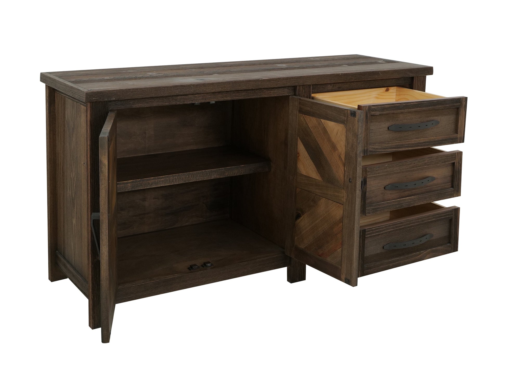 3 Drawer, 2 Door, Buffet - Rookwood Brown