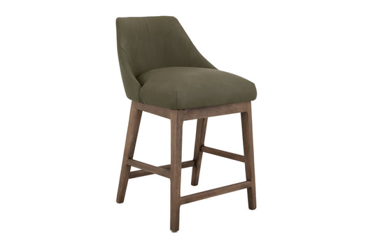 Wooden Frame and Upholstered Seat, Barstool 24" - Moss Green