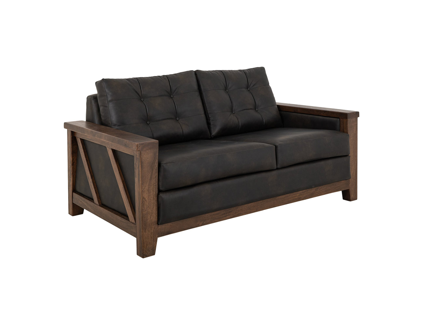 Wooden Frame, Upholstered Loveseat - Licorice Black