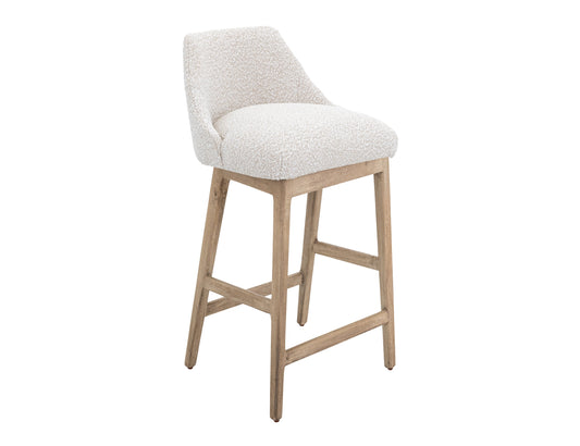 Wooden Frame and Upholstered Seat, Barstool 30" - Light Cream