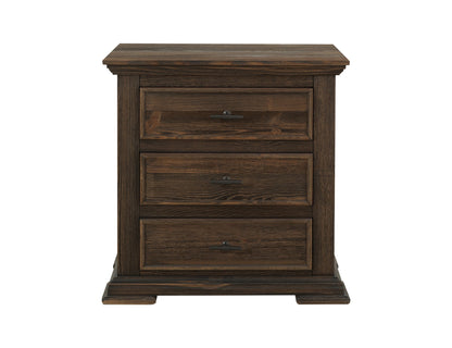 3 Drawer, Nightstand - Mahogany Brown