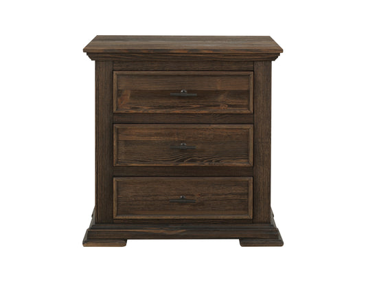 3 Drawer, Nightstand - Mahogany Brown