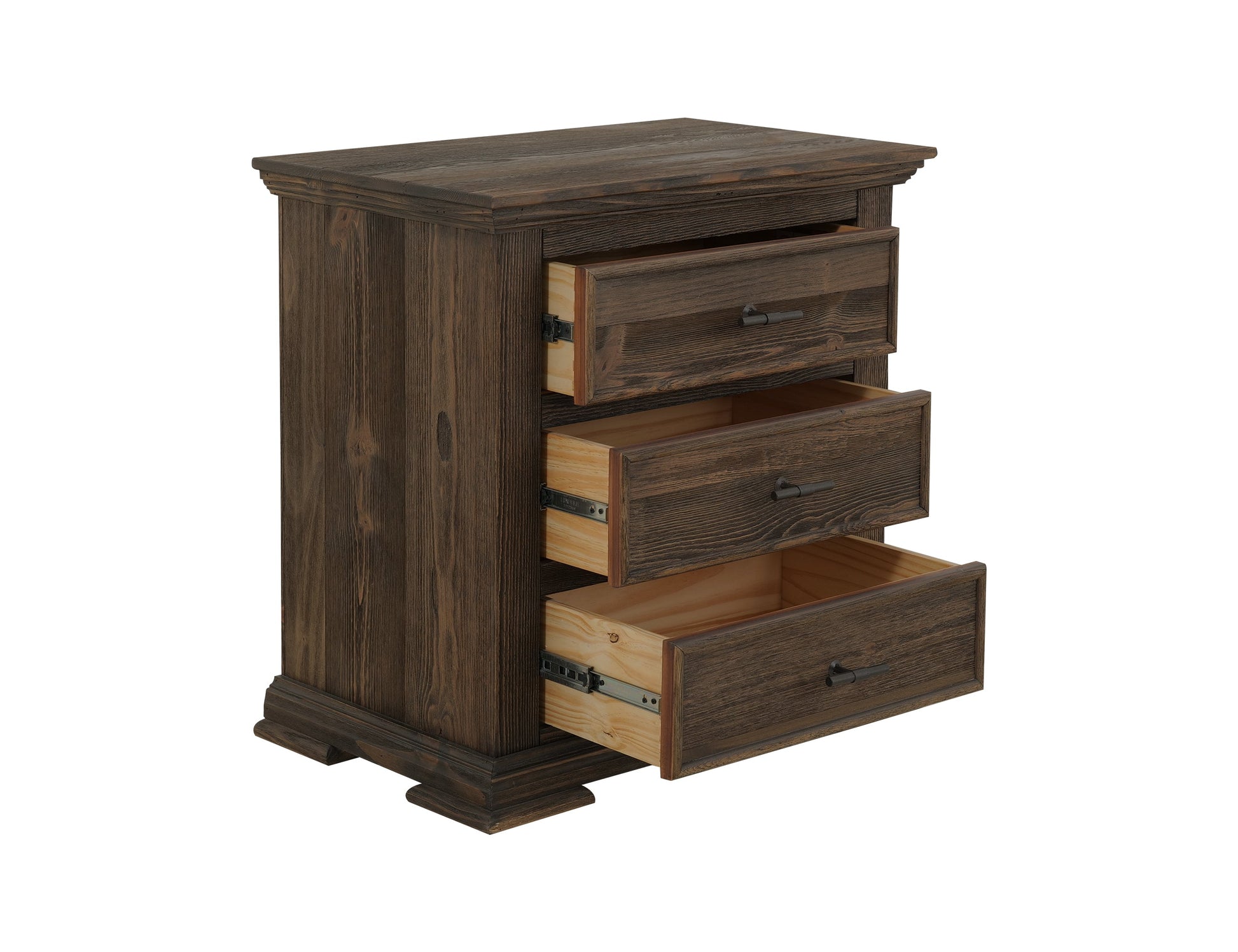 3 Drawer, Nightstand - Mahogany Brown