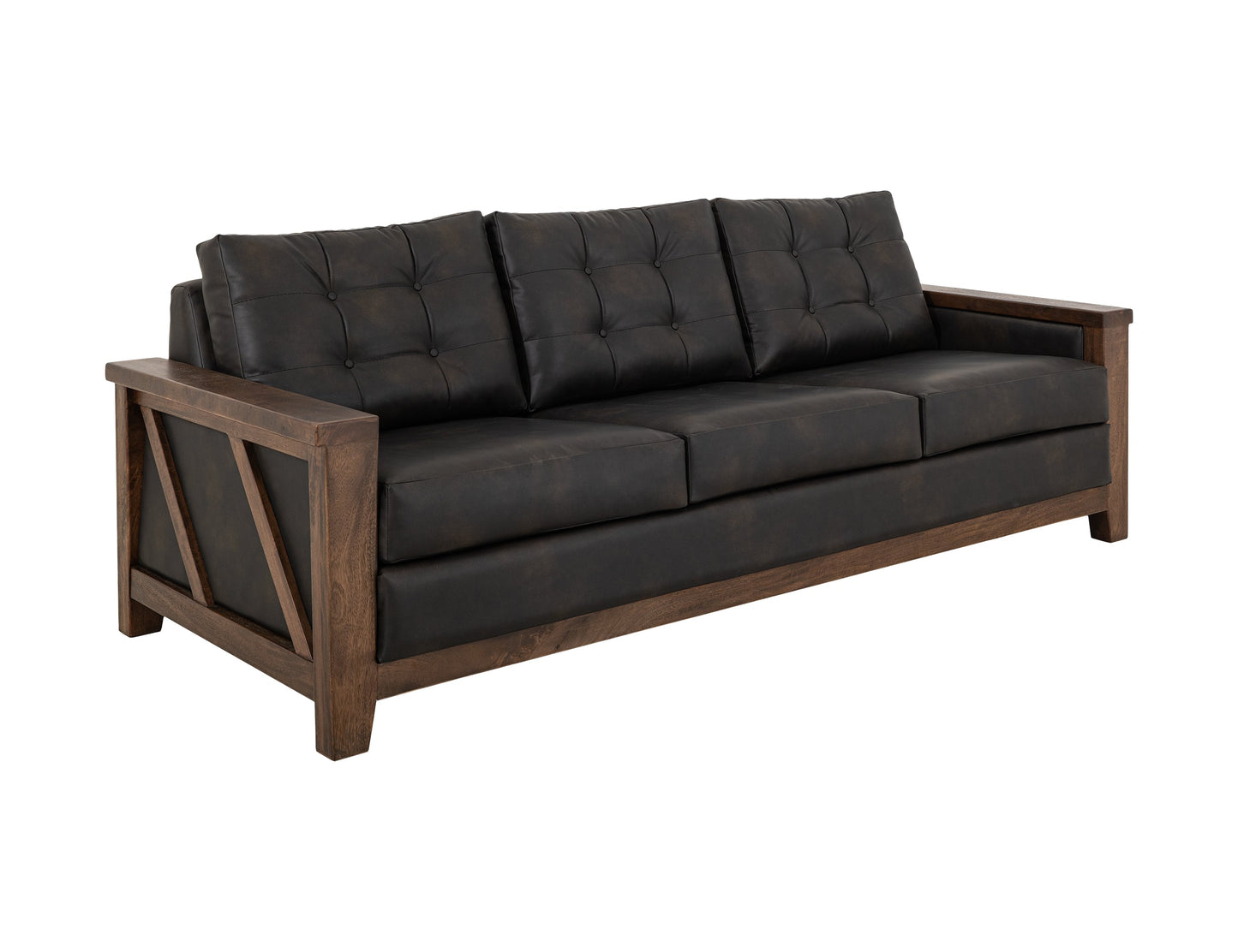 Wooden Frame, Upholstered Sofa - Licorice Black