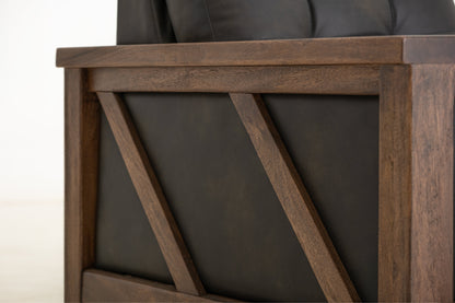 Wooden Frame, Upholstered Loveseat - Licorice Black