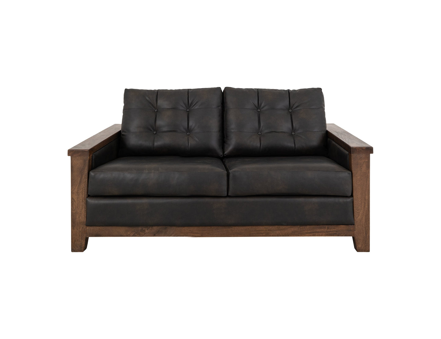 Wooden Frame, Upholstered Loveseat - Licorice Black