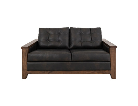 Wooden Frame, Upholstered Loveseat - Licorice Black