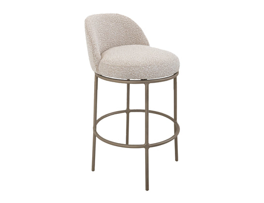 Upholstered Seat & Metal Frame Barstool, 24" - Light Cream