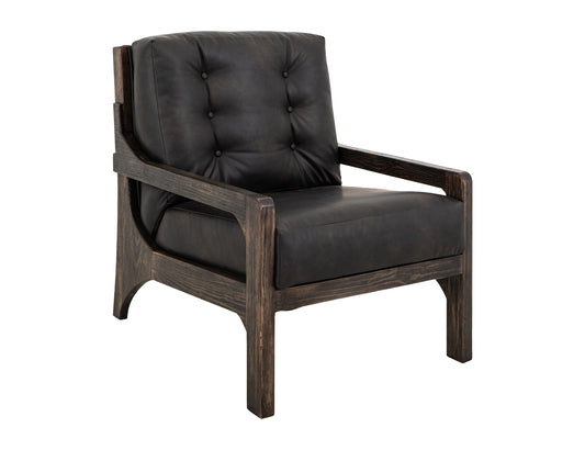 Wooden Frame, Upholstered Armchair - Licorice Black