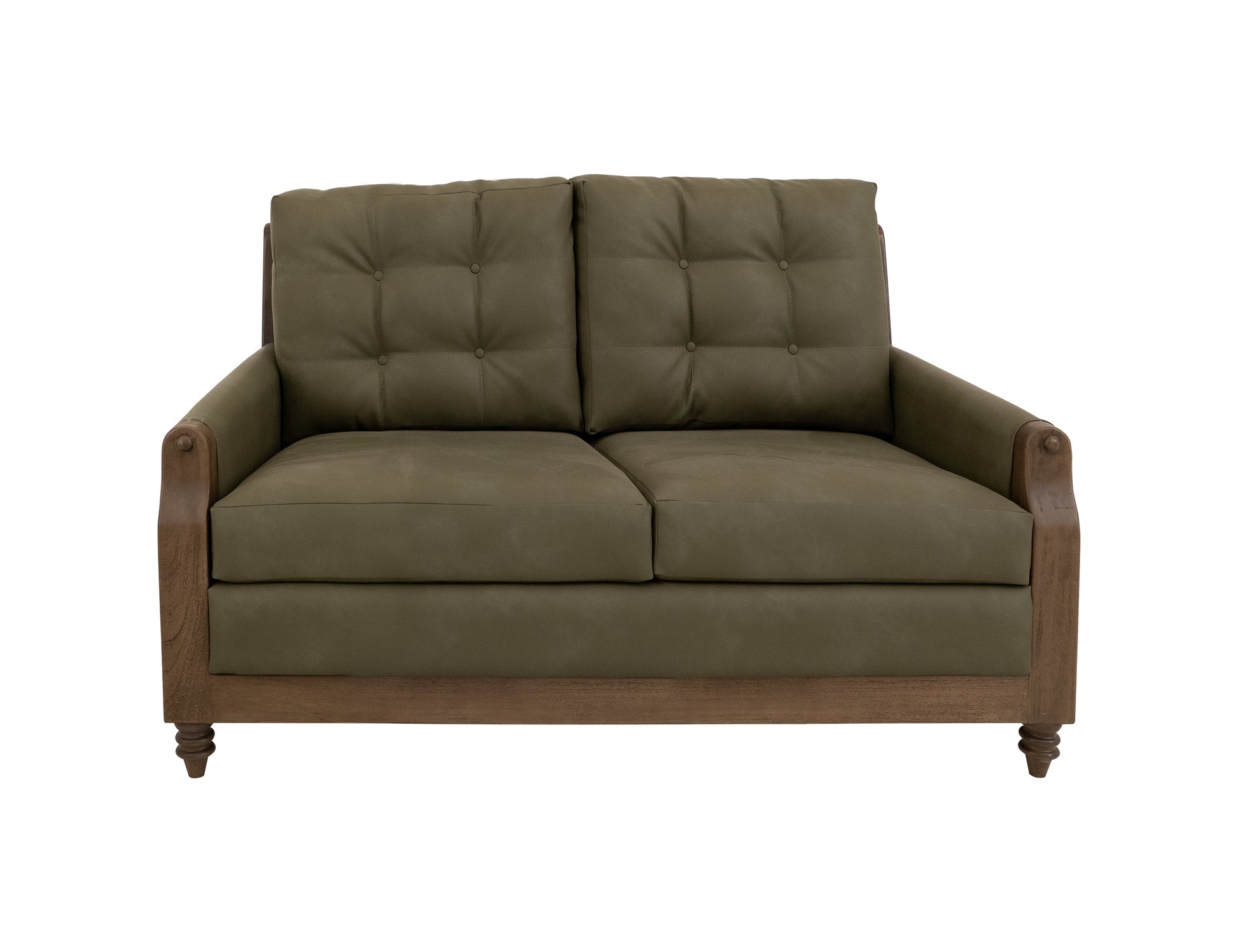 Wooden Frame, Upholstered Loveseat - Sand Brown