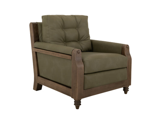 Wooden Frame, Upholstered Armchair - Sand Brown