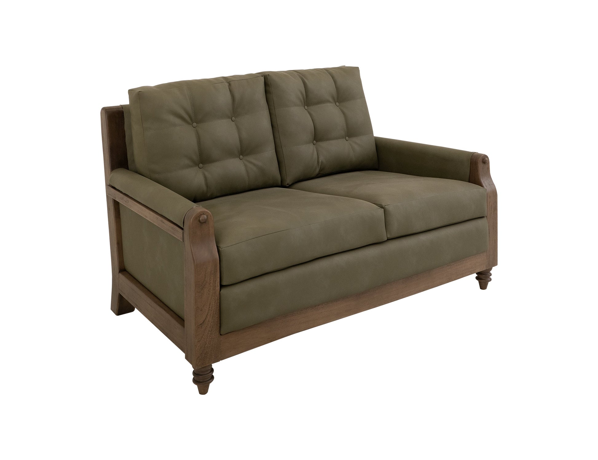 Wooden Frame, Upholstered Loveseat - Sand Brown