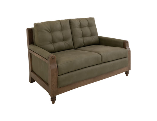 Wooden Frame, Upholstered Loveseat - Sand Brown