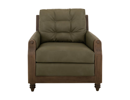 Wooden Frame, Upholstered Armchair - Sand Brown