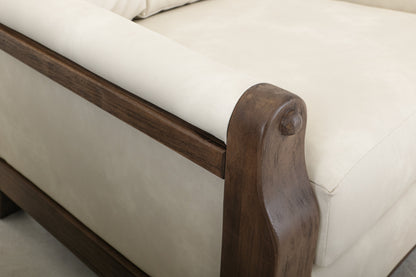 Wooden Frame, Upholstered Armchair - Opal Beige