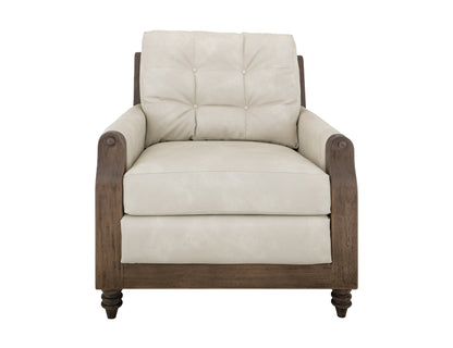 Wooden Frame, Upholstered Armchair - Opal Beige