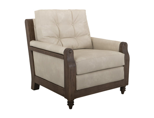 Wooden Frame, Upholstered Armchair - Opal Beige