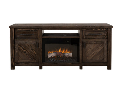 2 Drawer, 2 Door, TV Stand for electric fireplace - Rookwood Brown