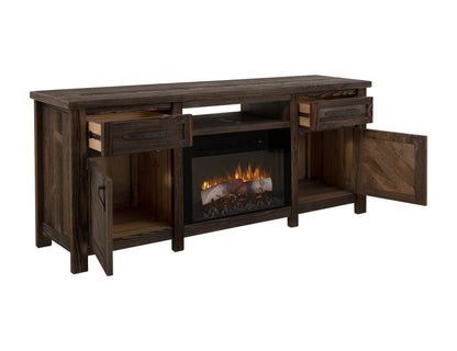 2 Drawer, 2 Door, TV Stand for electric fireplace - Rookwood Brown