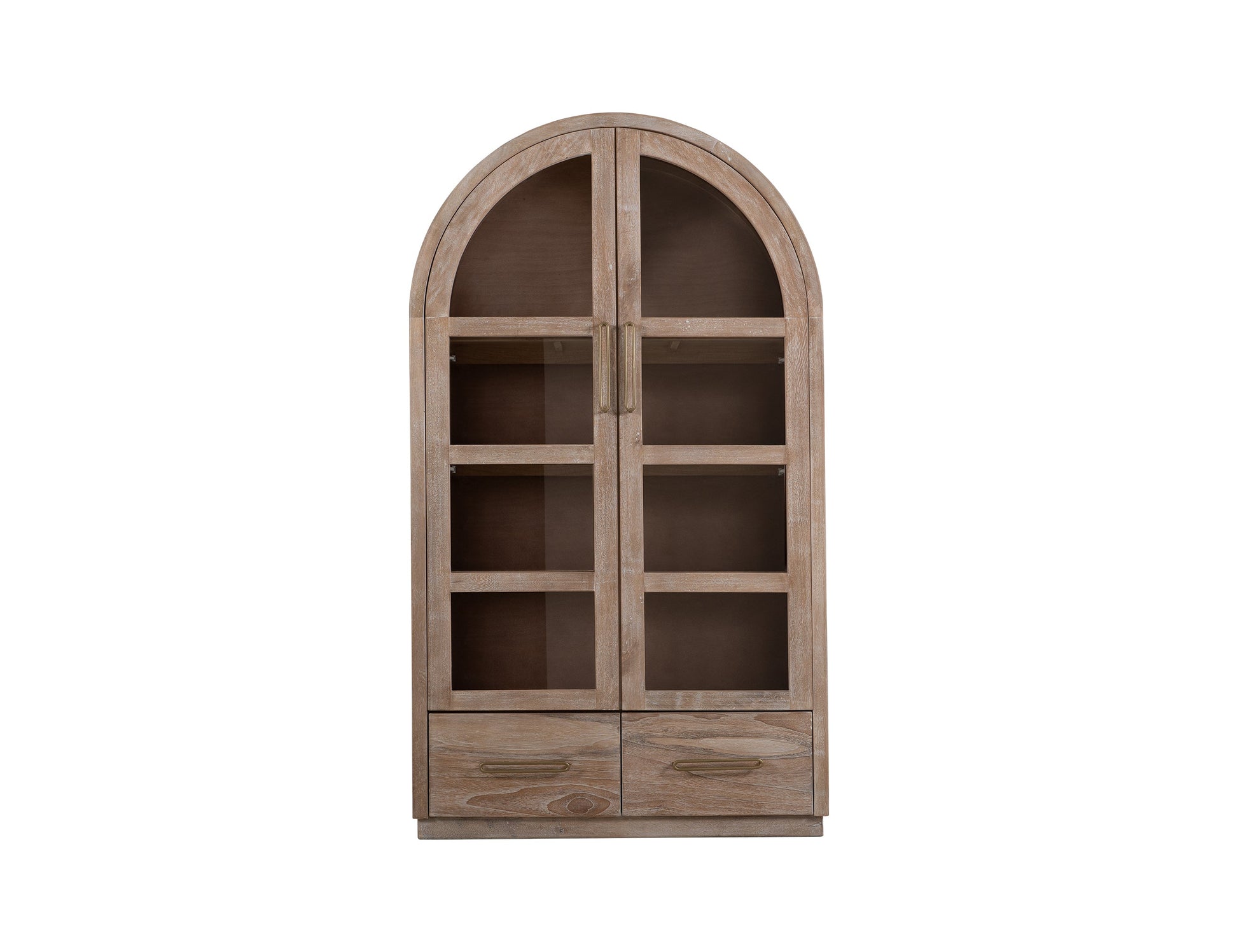 2 Drawer & 2 Glass Doors, Cabinet - Ivory White