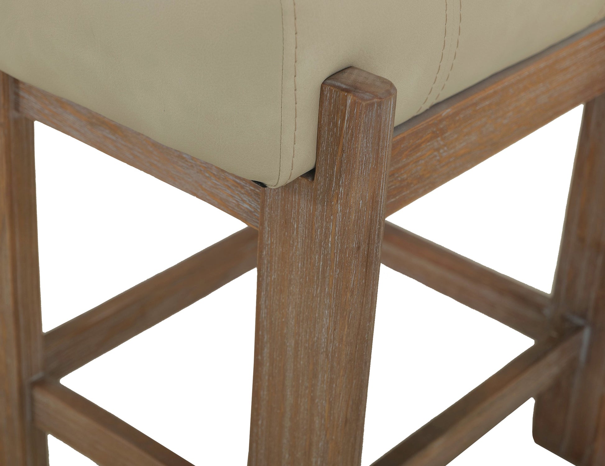 Wooden frame & upholstered seat, stool 24" - Ivory Gray