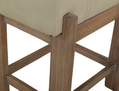 Wooden frame & upholstered seat, stool 24" - Ivory Gray