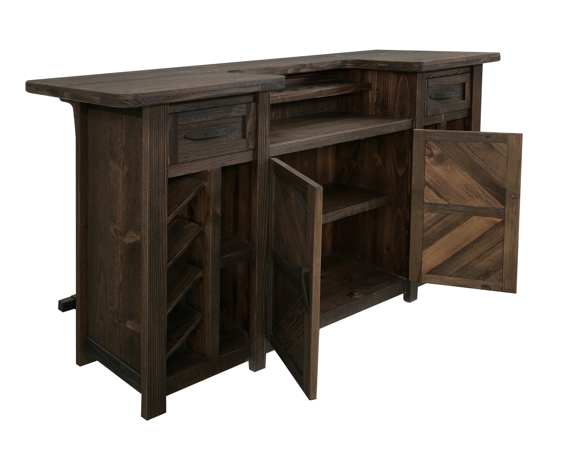 2 Drawer, 2 Door, Bar - Rookwood Brown