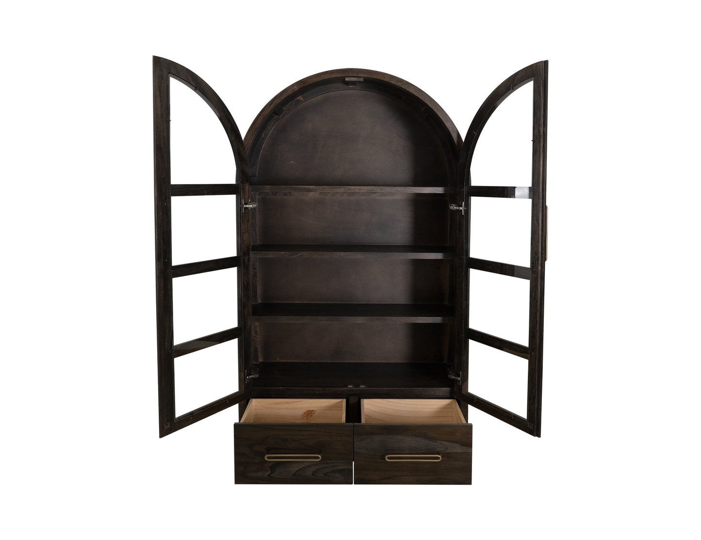 2 Drawer & 2 Glass Doors, Cabinet - Oil Black