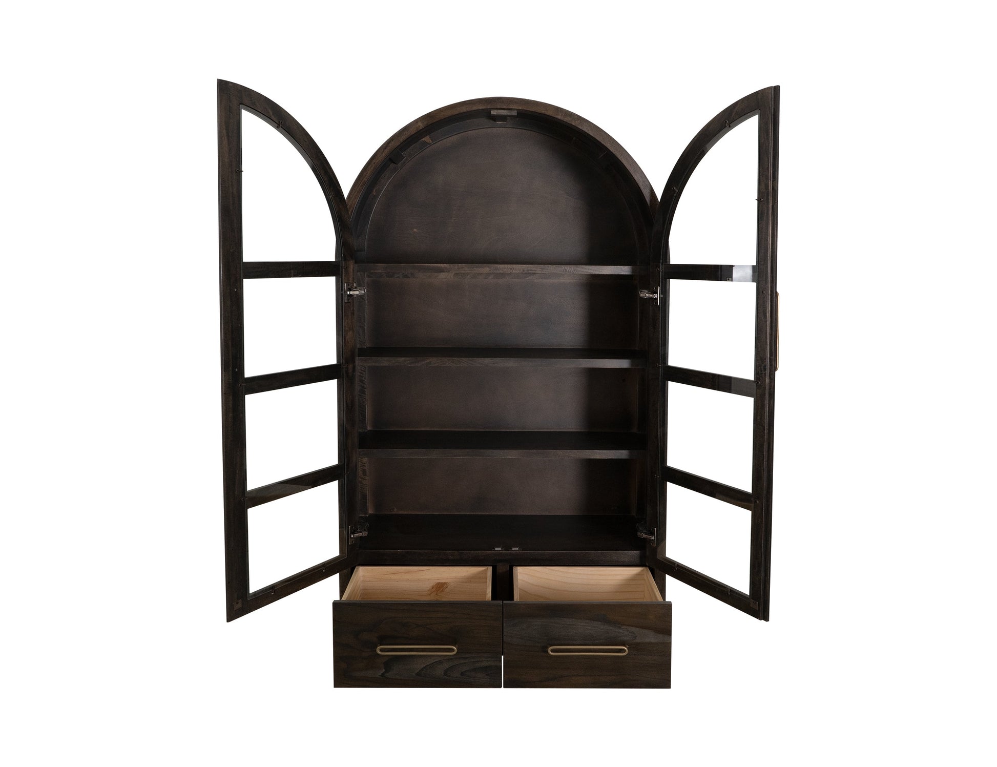 2 Drawer & 2 Glass Doors, Cabinet - Oil Black