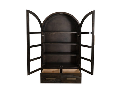 2 Drawer & 2 Glass Doors, Cabinet - Oil Black