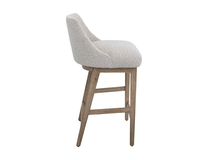 Wooden Frame and Upholstered Seat, Barstool 30" - Light Cream
