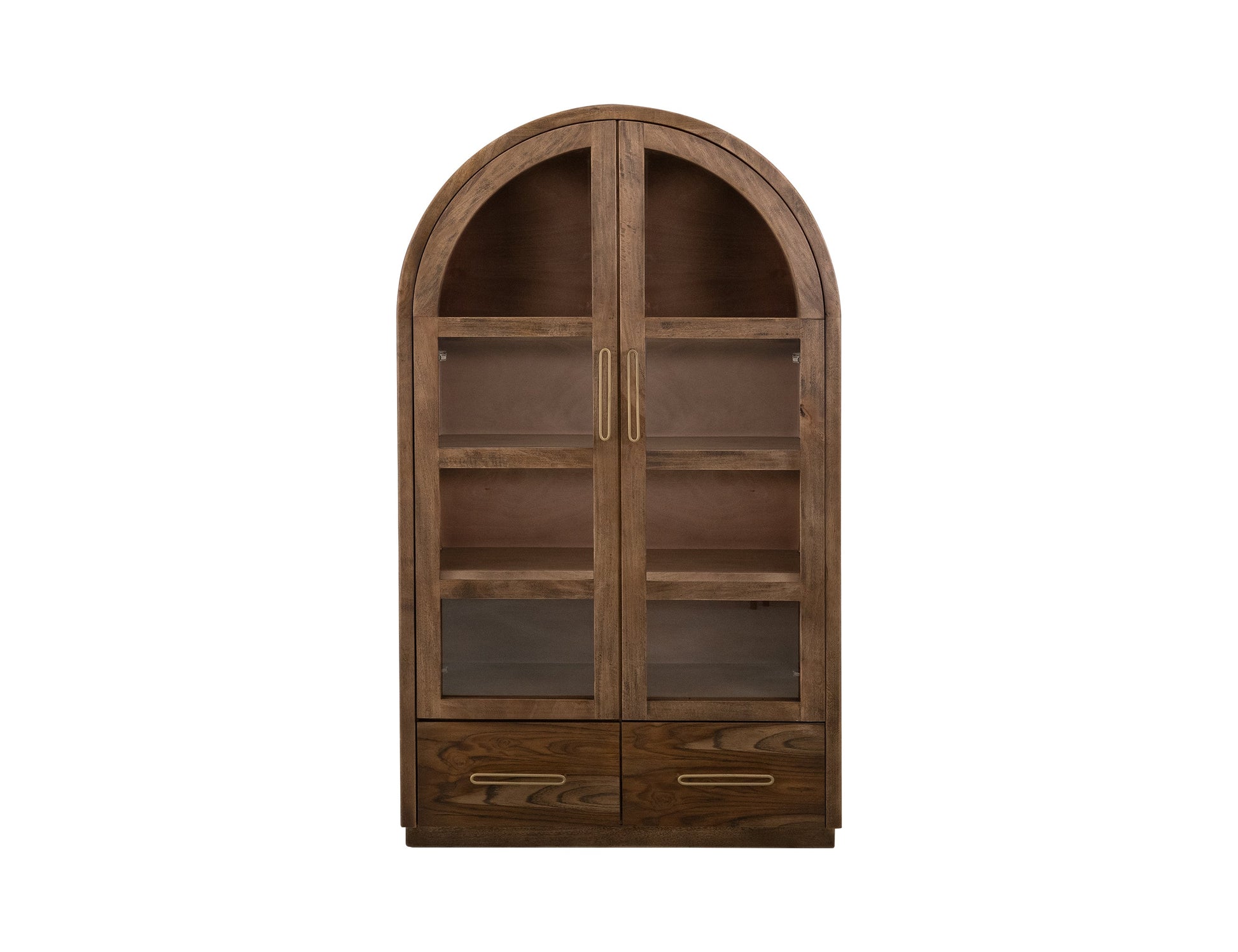 2 Drawer & 2 Glass Doors, Cabinet - Almond And Barrel Brown