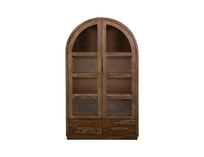 2 Drawer & 2 Glass Doors, Cabinet - Almond And Barrel Brown
