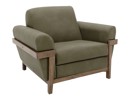 Wooden Frame & Base, Armchair - Suculent Green