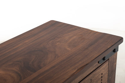 3 Drawer 4 Glass Doors 70" Console - Cinnamon Brown