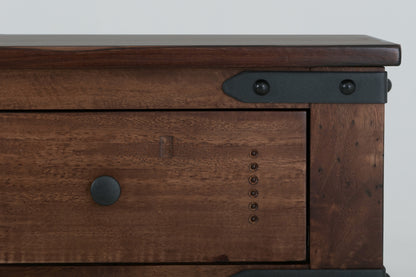 3 Drawer 4 Glass Doors 70" Console - Cinnamon Brown
