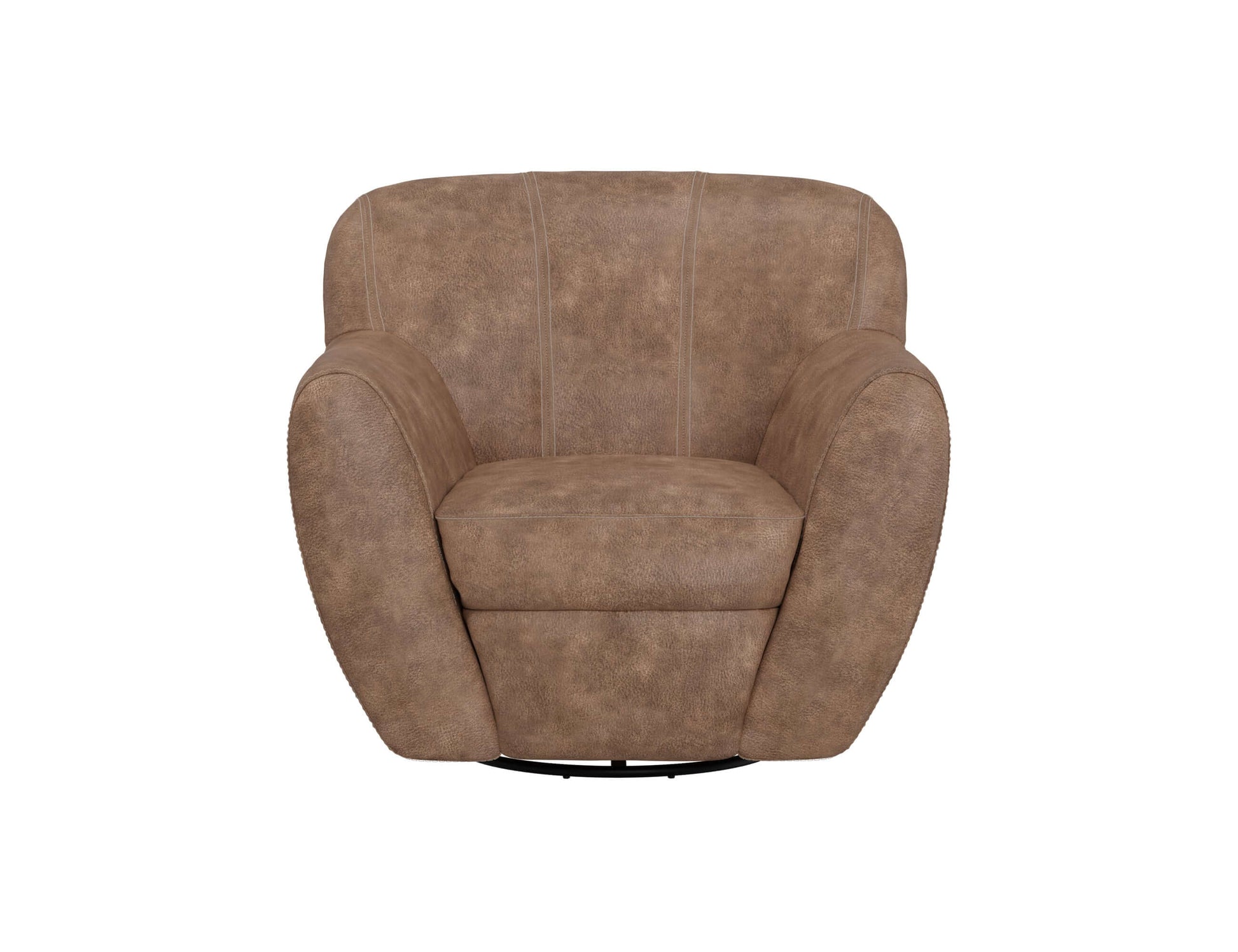 Wooden Frame & Metal Base, 360 Degree Swivel Accent Chair - Chocolate Brown