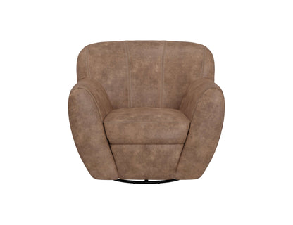 Wooden Frame & Metal Base, 360 Degree Swivel Accent Chair - Chocolate Brown