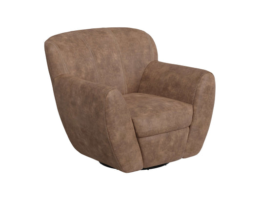 Wooden Frame & Metal Base, 360 Degree Swivel Accent Chair - Chocolate Brown