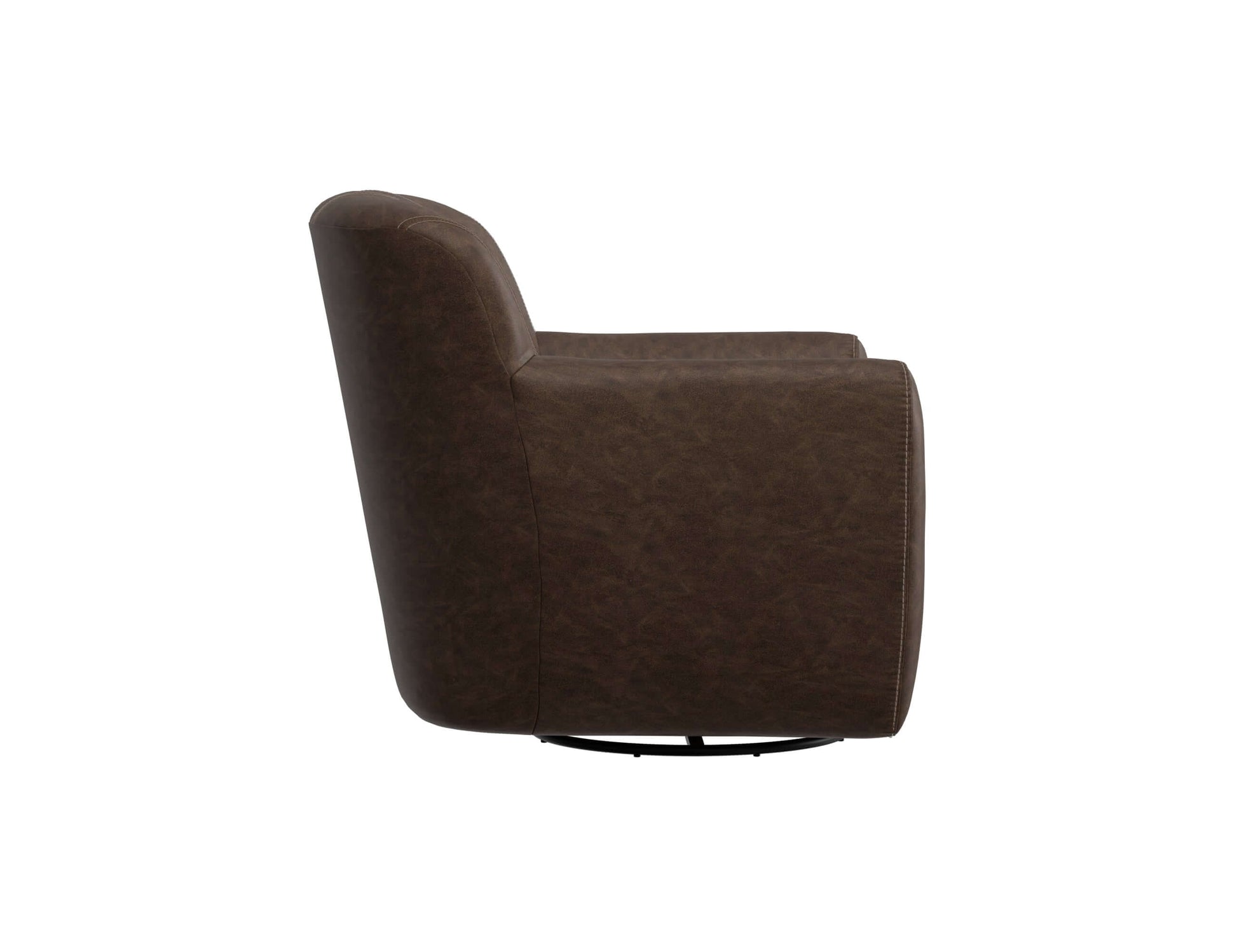Wooden Frame & Metal Base, 360 Degree Swivel Accent Chair - Chocolate Brown