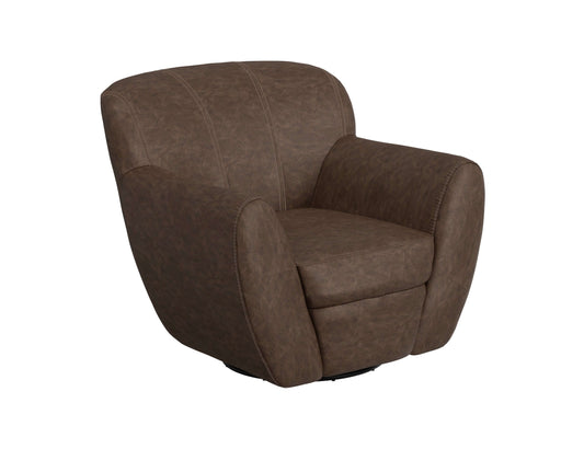 Wooden Frame & Metal Base, 360 Degree Swivel Accent Chair - Chocolate Brown