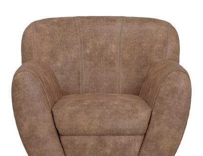 Wooden Frame & Metal Base, 360 Degree Swivel Accent Chair - Chocolate Brown