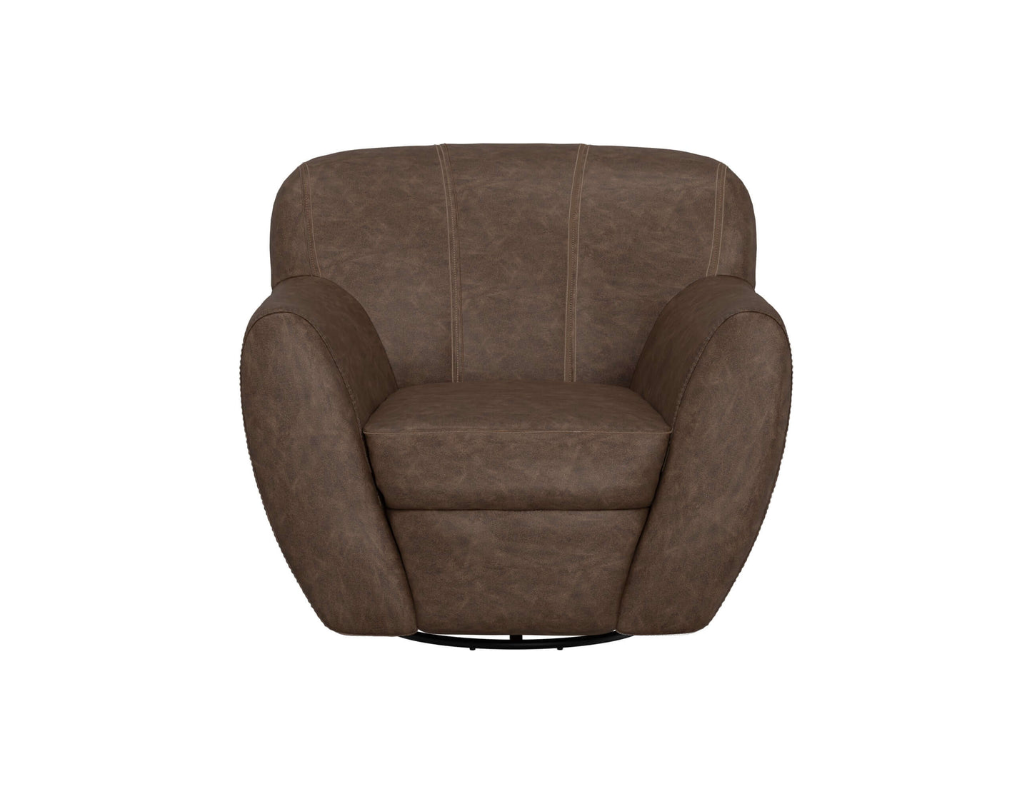 Wooden Frame & Metal Base, 360 Degree Swivel Accent Chair - Chocolate Brown
