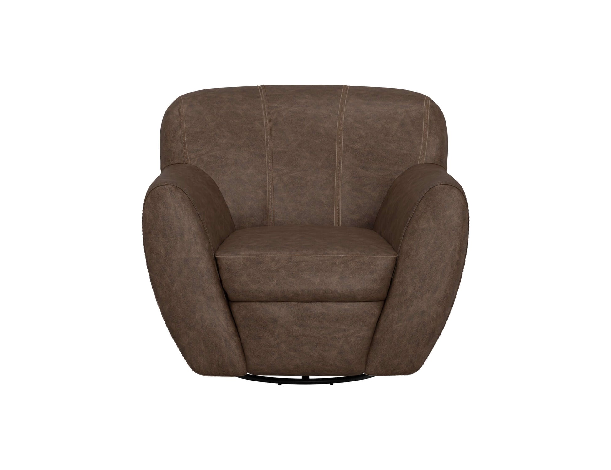 Wooden Frame & Metal Base, 360 Degree Swivel Accent Chair - Chocolate Brown