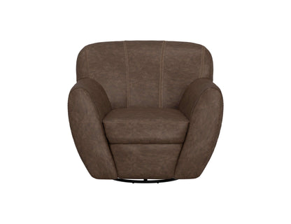 Wooden Frame & Metal Base, 360 Degree Swivel Accent Chair - Chocolate Brown