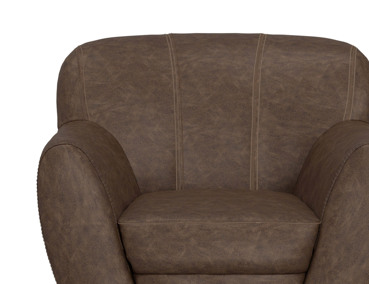 Wooden Frame & Metal Base, 360 Degree Swivel Accent Chair - Chocolate Brown