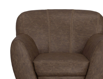 Wooden Frame & Metal Base, 360 Degree Swivel Accent Chair - Chocolate Brown