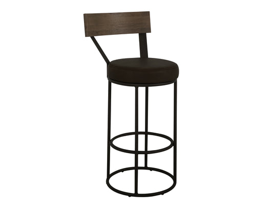 Upholstered Seat & Metal Frame Barstool, 30" - Dark Chocolate