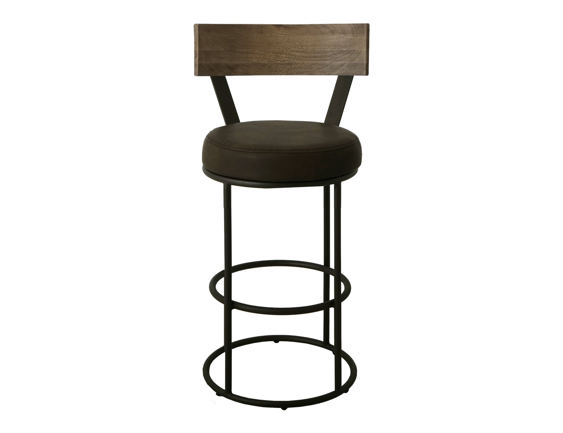 Upholstered Seat & Metal Frame Barstool, 24" - Dark Chocolate