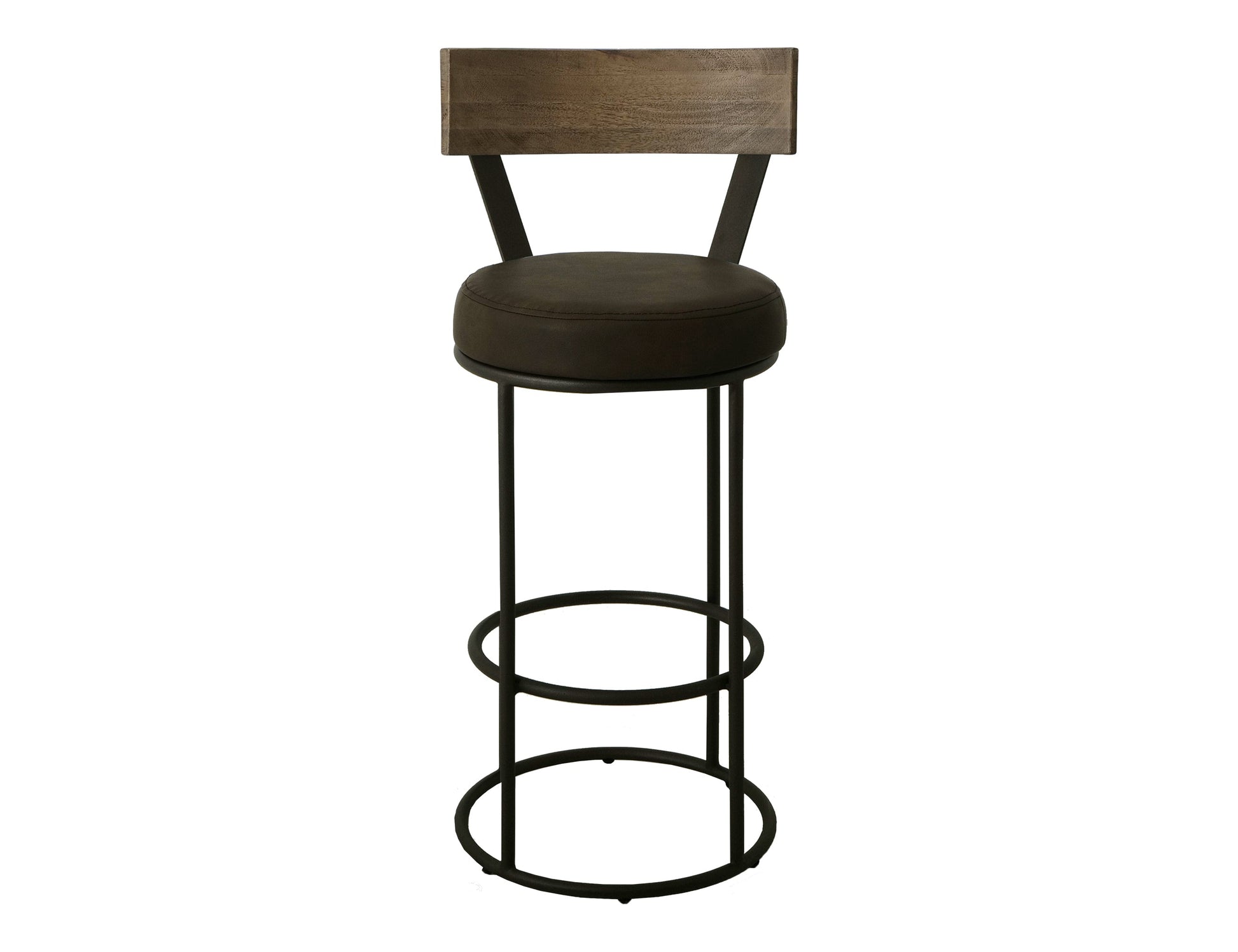 Upholstered Seat & Metal Frame Barstool, 30" - Dark Chocolate